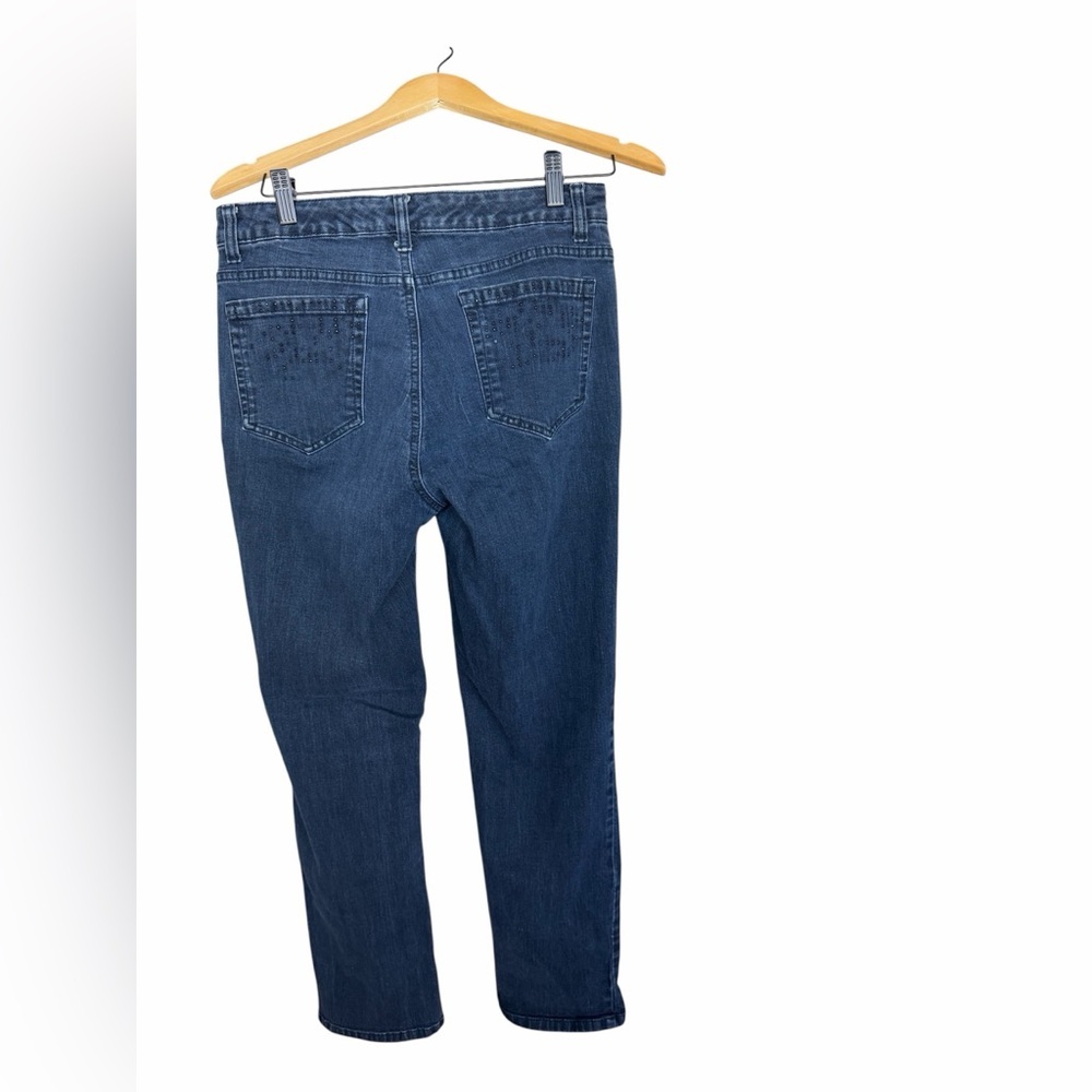 Jones New York Lexington Straight Jeans Rhinestone Pocket Size 12 Short - Picture 2 of 5